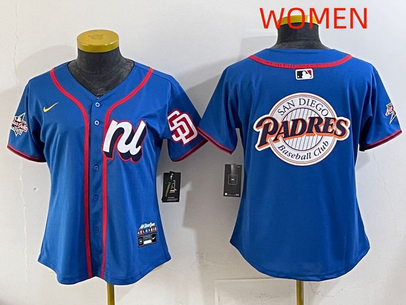 Women 2025 San Diego Padres Blank Blue All star Nike MLB Jersey style 05->women mlb jersey->Women Jersey